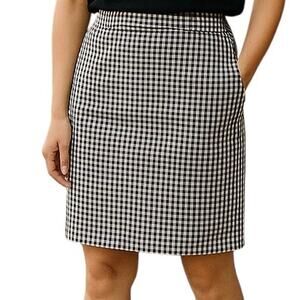 ANN TAYLOR Gingham Pencil Skirt Black White Check size 4P